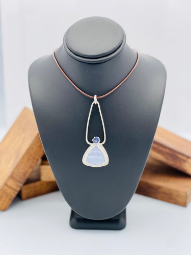 Iolite & Blue Lace Agate Pendant Necklace